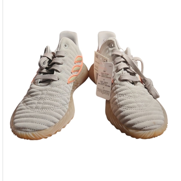 NEW Adidas Sobakov J Mens Sneaker Beige Orange Stripes Gum Sole SIze 5.5 EE6530 - Picture 5 of 11